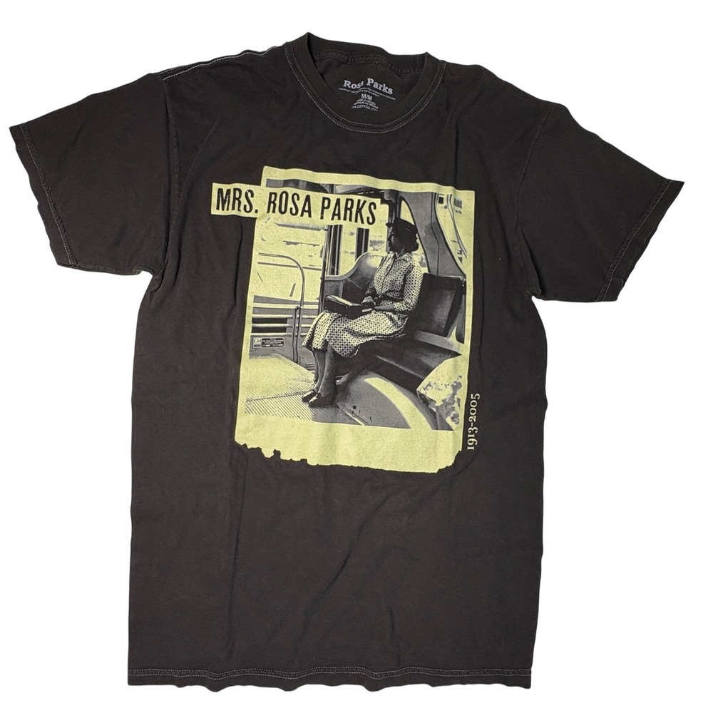 Rosa Parks Graphic T-Shirt Medium Black Bus‎ Boycott Historical Civil Rights Tee